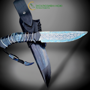 ЧОРНЕ МОРЕ авторський ніж ручної роботи Павла Гончаренка, сталь - мозаїчний дамаск, 58-59 HRC